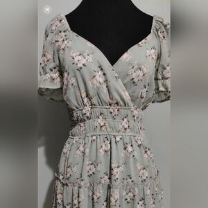 Altar'd State Floral Mini Sundress with Flutter Sleeves and V-Neck